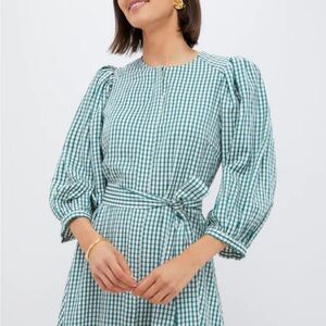 Pomander Place Tuckernuck green Checkered Long Sleeve Dress